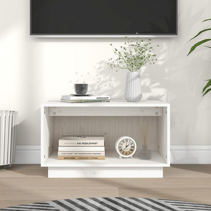vidaXL Meuble TV blanc 60x35x35 cm Bois de pin massif