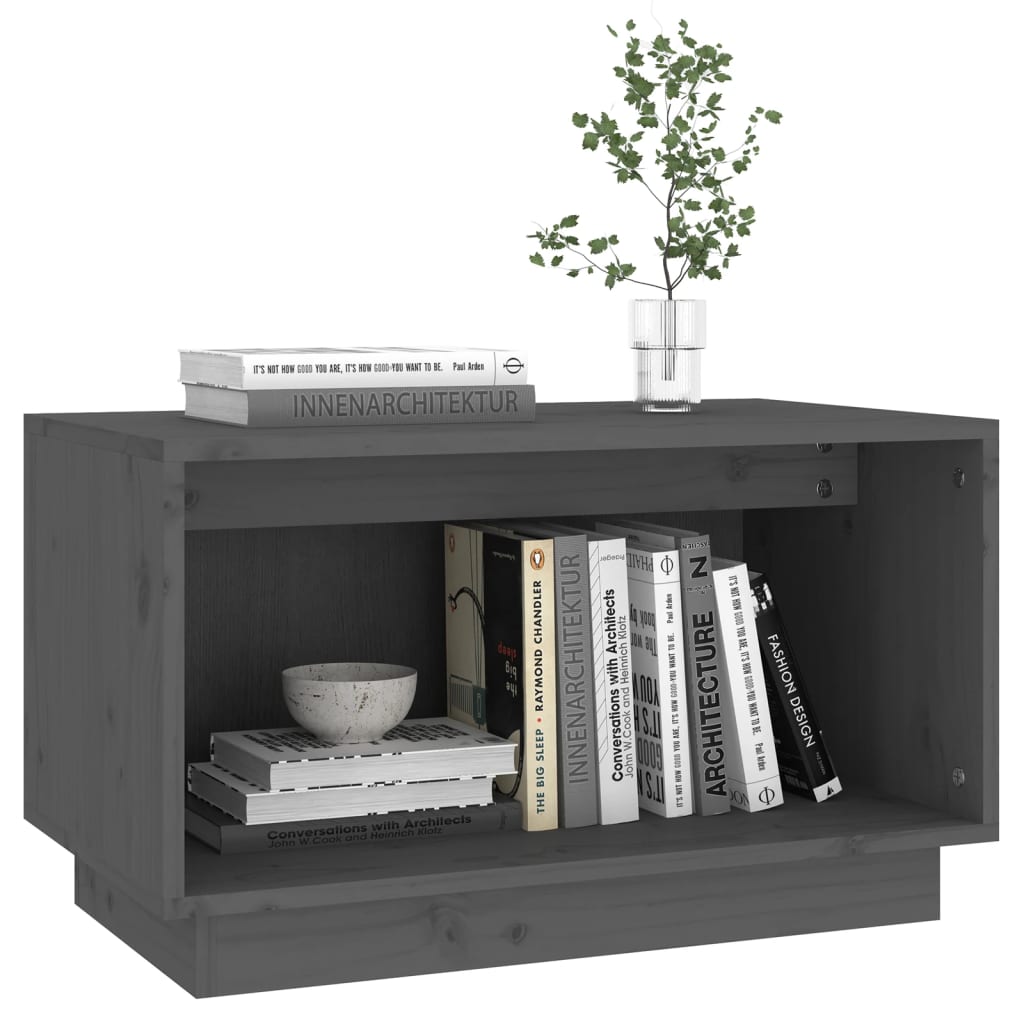 vidaXL Meuble TV gris 60x35x35 cm Bois de pin massif