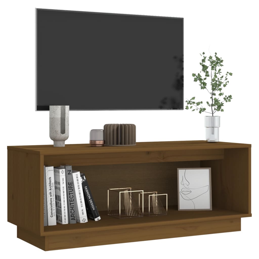Meuble TV vidaXL marron miel 90x35x35 cm bois de pin massif