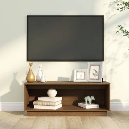 Meuble TV vidaXL marron miel 90x35x35 cm bois de pin massif