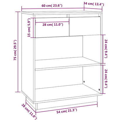 Beistellschrank Weiß 60x34x75 cm Massivholz Kiefer