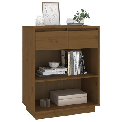 vidaXL Meuble d'appoint marron miel 60x34x75 cm Bois de pin massif