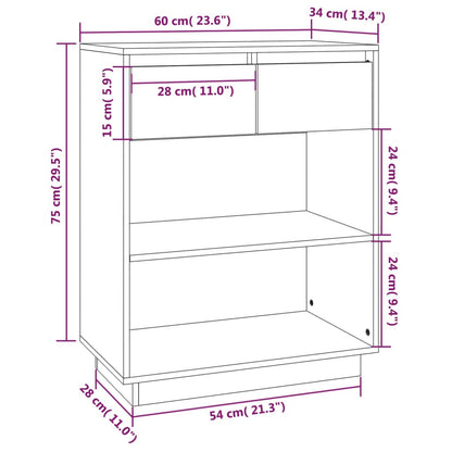 vidaXL Meuble d'appoint marron miel 60x34x75 cm Bois de pin massif