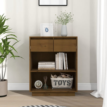 vidaXL Meuble d'appoint marron miel 60x34x75 cm Bois de pin massif