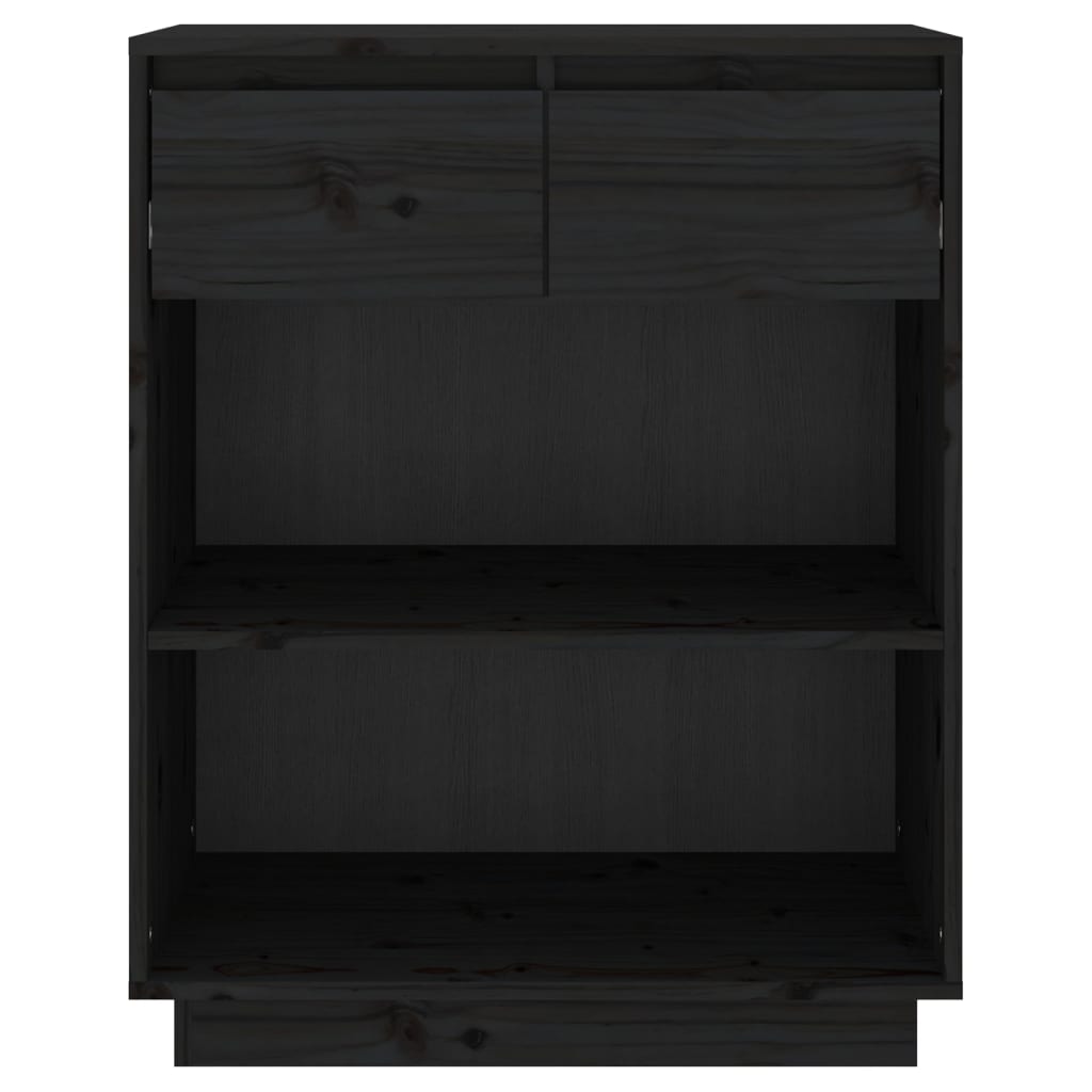 vidaXL Beistellschrank Schwarz 60x34x75 cm Massivholz Kiefer