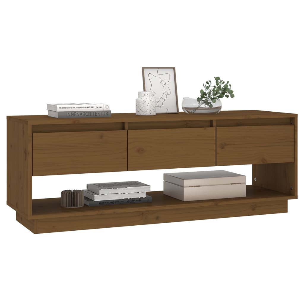 vidaXL Meuble TV miel 110,5x34x40 cm Pin massif