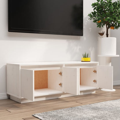 Meuble TV vidaXL blanc 110x34x40 cm bois de pin massif