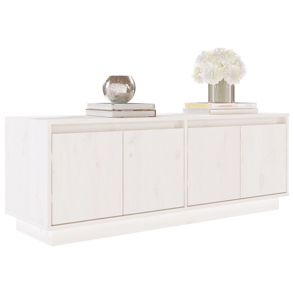 Meuble TV vidaXL blanc 110x34x40 cm bois de pin massif