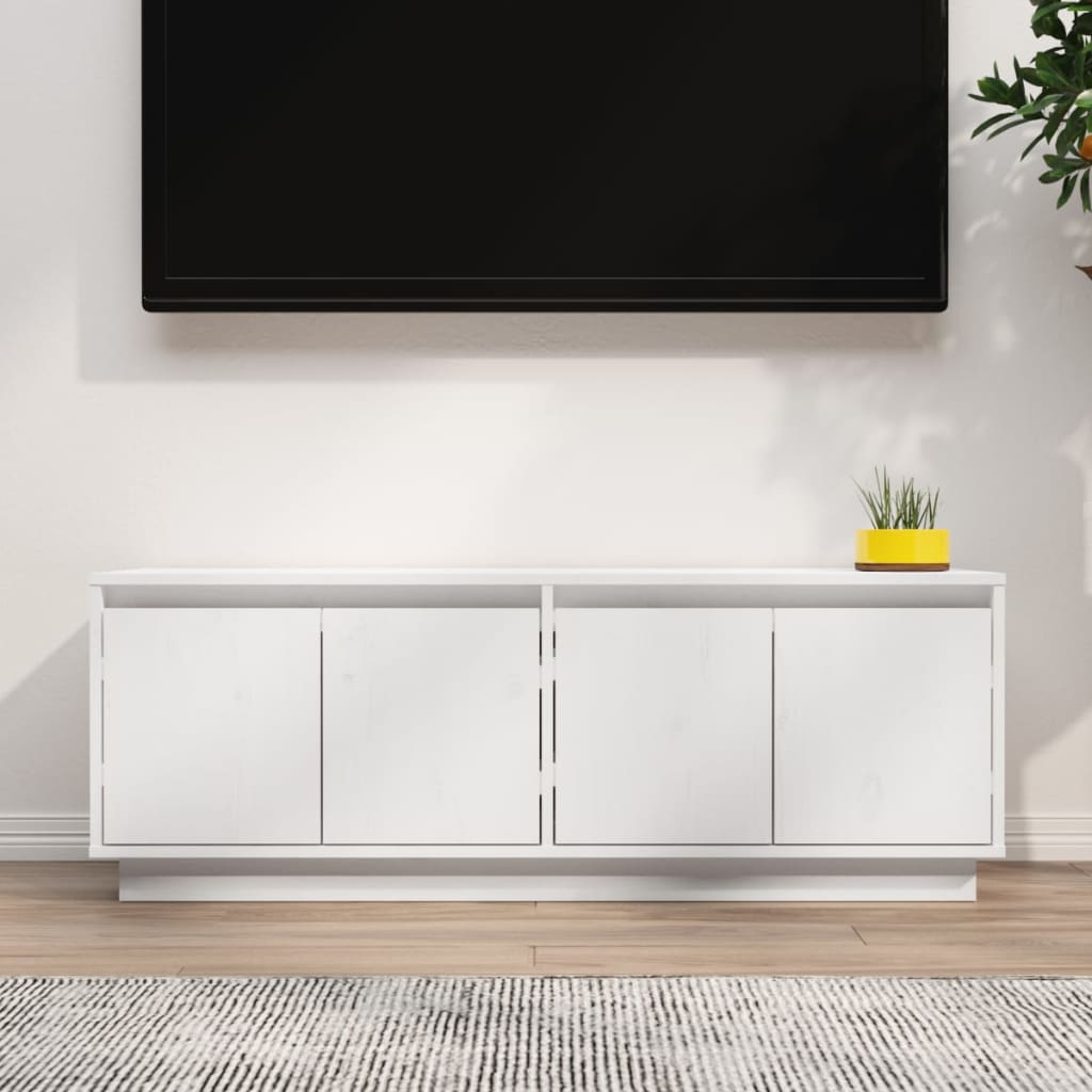 Meuble TV vidaXL blanc 110x34x40 cm bois de pin massif