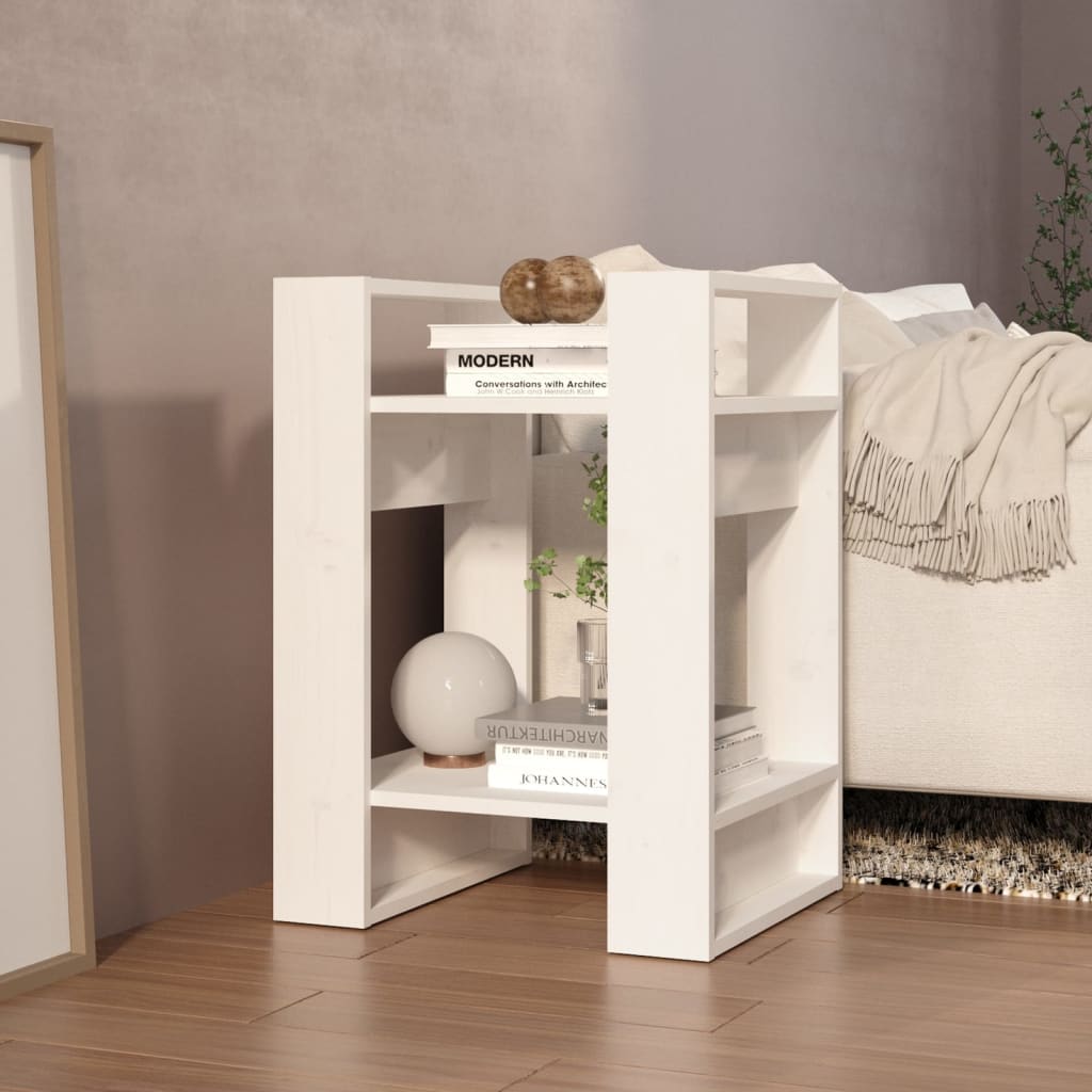 vidaXL Bücherregal/Raumteiler Weiß 41x35x57 cm Massivholz Kiefer