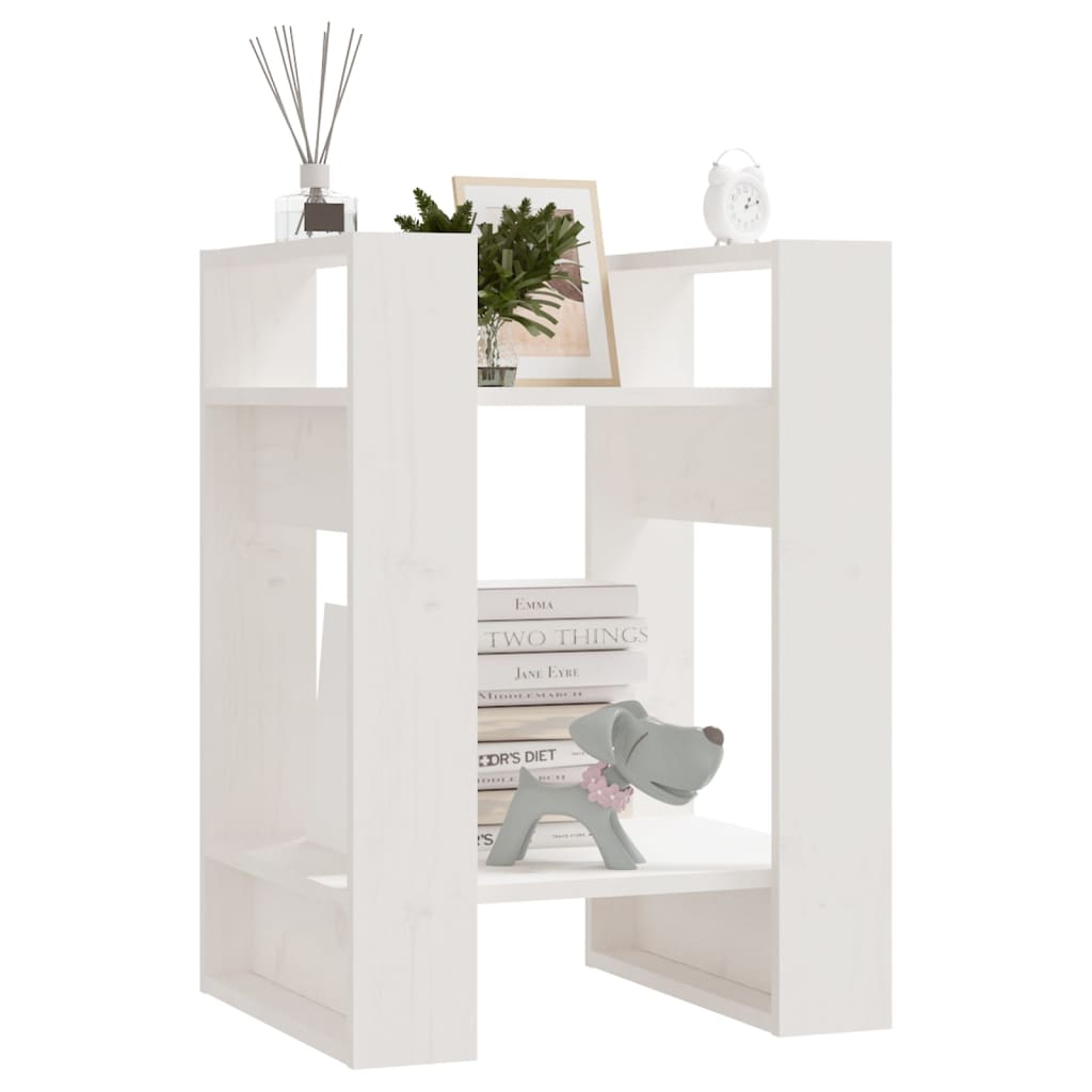 vidaXL Bücherregal/Raumteiler Weiß 41x35x57 cm Massivholz Kiefer