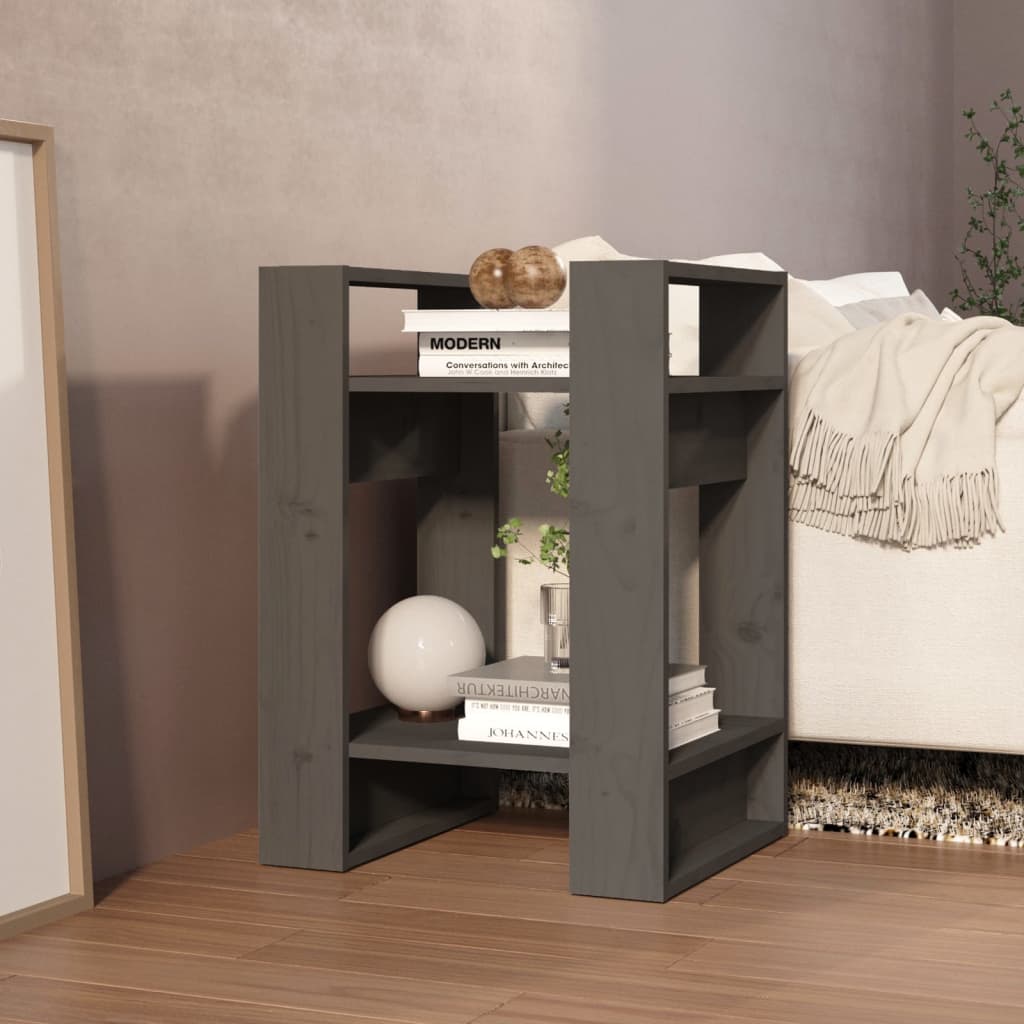 vidaXL Bücherregal/Raumteiler Grau 41x35x57 cm Massivholz Kiefer