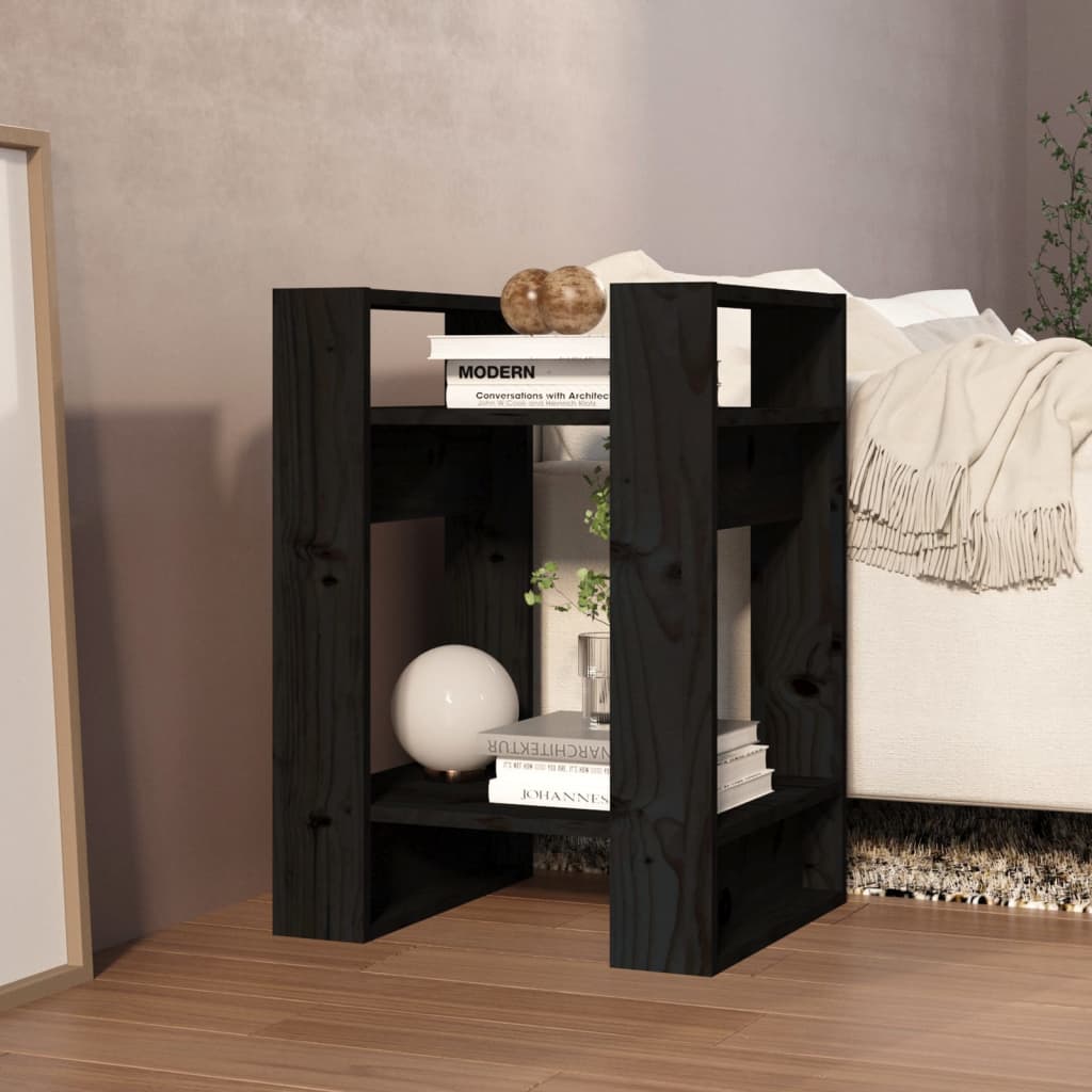 vidaXL Bücherregal/Raumteiler Schwarz 41x35x57 cm Massivholz Kiefer