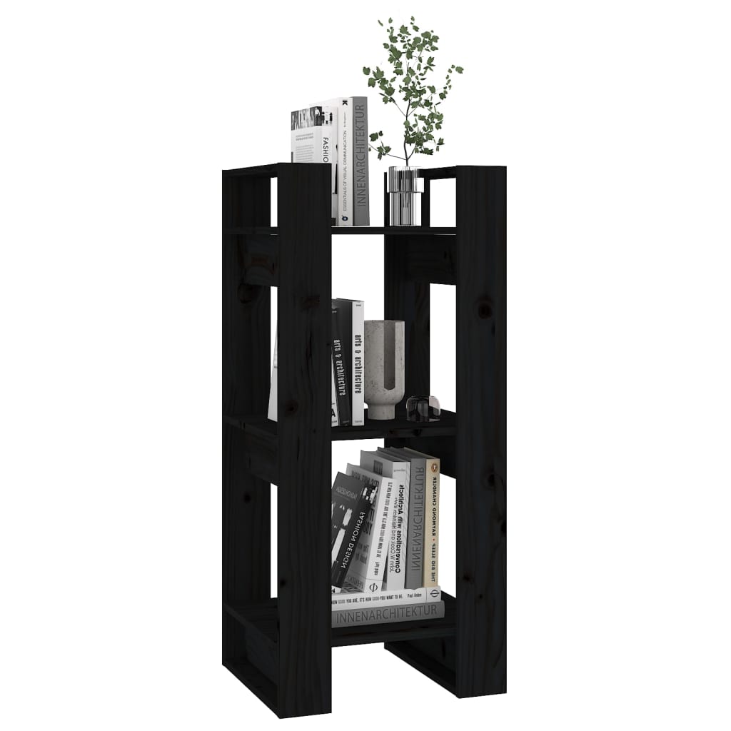 vidaXL Bücherregal/Raumteiler Schwarz 41x35x91 cm Massivholz Kiefer