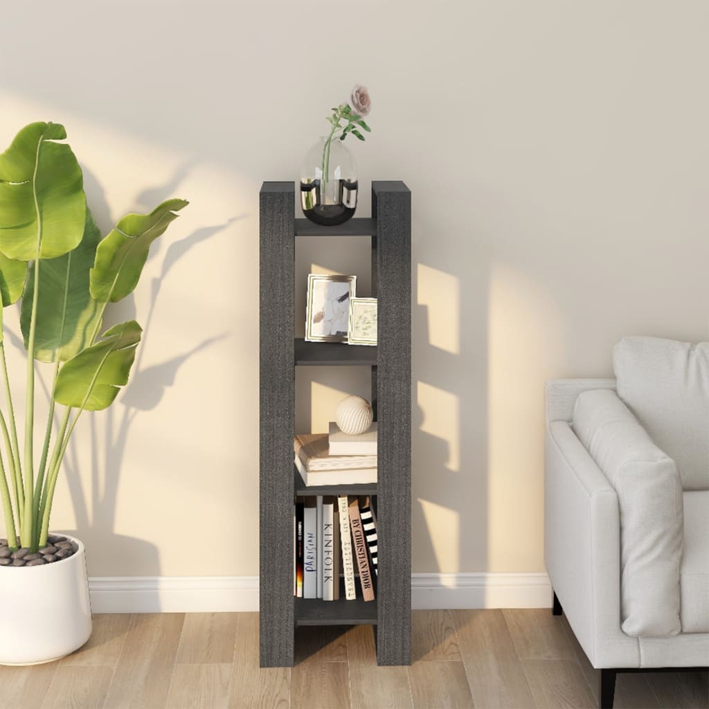vidaXL Bibliothèque/Séparateur de pièce gris 41x35x125 cm pin massif
