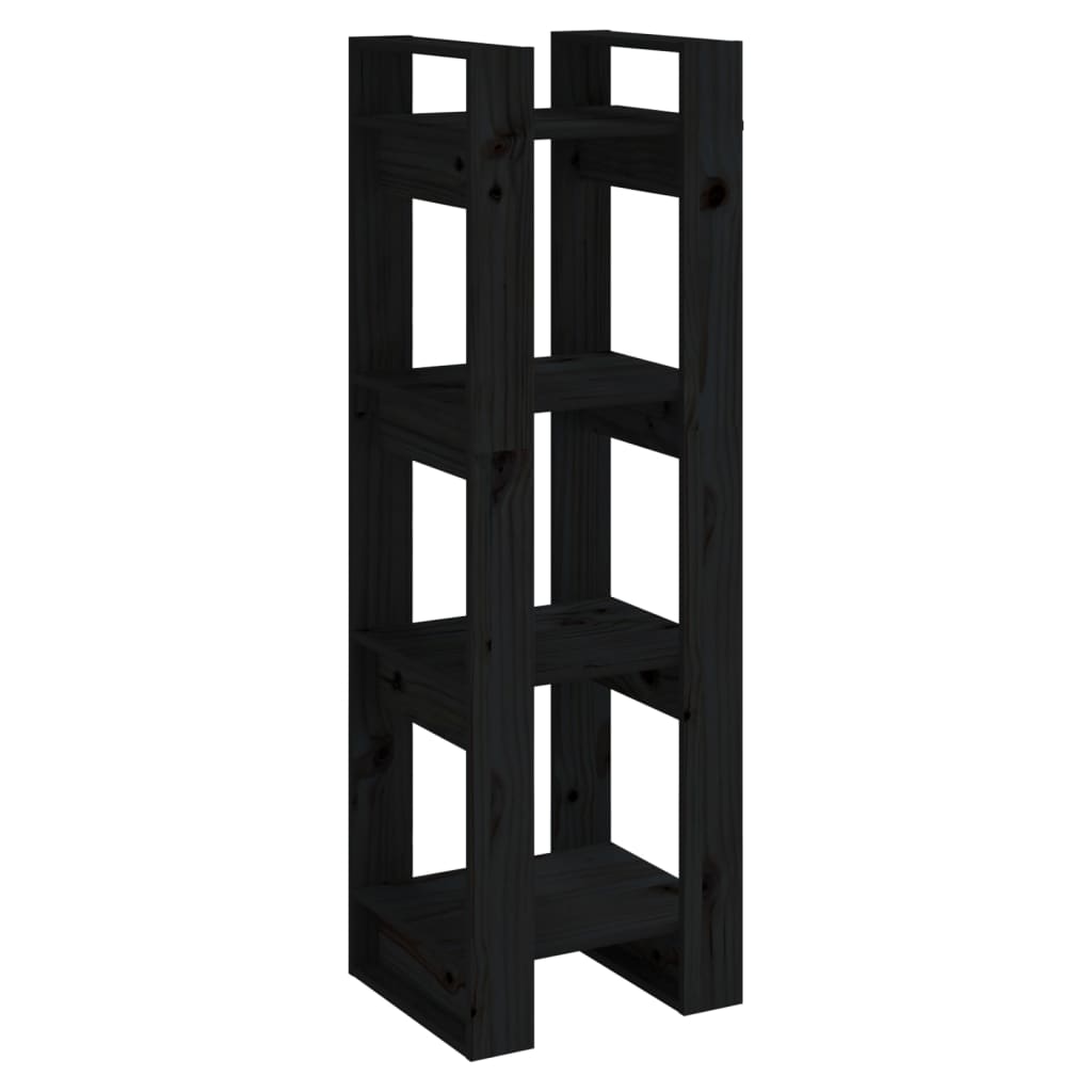 vidaXL Bücherregal/Raumteiler Schwarz 41x35x125 cm Massivholz Kiefer