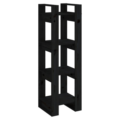 vidaXL Bücherregal/Raumteiler Schwarz 41x35x125 cm Massivholz Kiefer