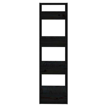 vidaXL Bücherregal/Raumteiler Schwarz 41x35x125 cm Massivholz Kiefer
