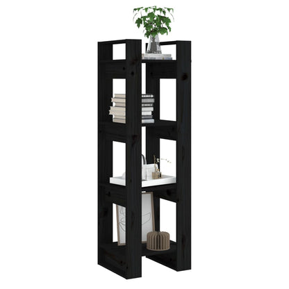 vidaXL Bücherregal/Raumteiler Schwarz 41x35x125 cm Massivholz Kiefer