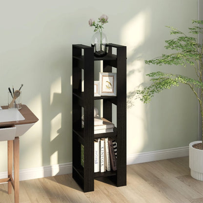 vidaXL Bücherregal/Raumteiler Schwarz 41x35x125 cm Massivholz Kiefer