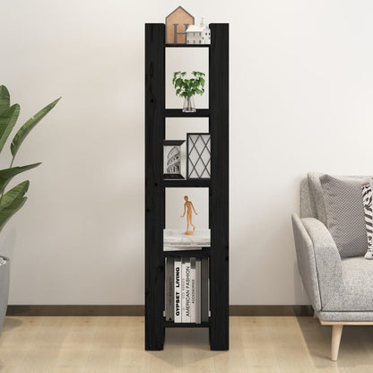 vidaXL Bücherregal/Raumteiler Schwarz 41x35x160 cm Massivholz Kiefer