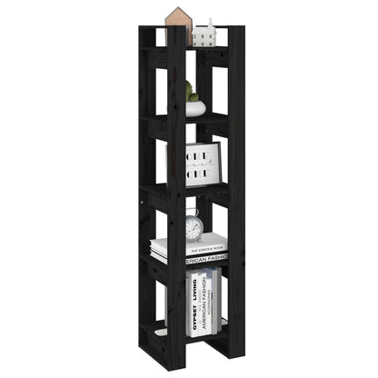 vidaXL Bücherregal/Raumteiler Schwarz 41x35x160 cm Massivholz Kiefer