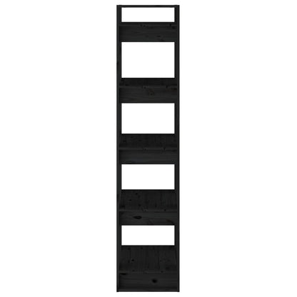 vidaXL Bücherregal/Raumteiler Schwarz 41x35x160 cm Massivholz Kiefer