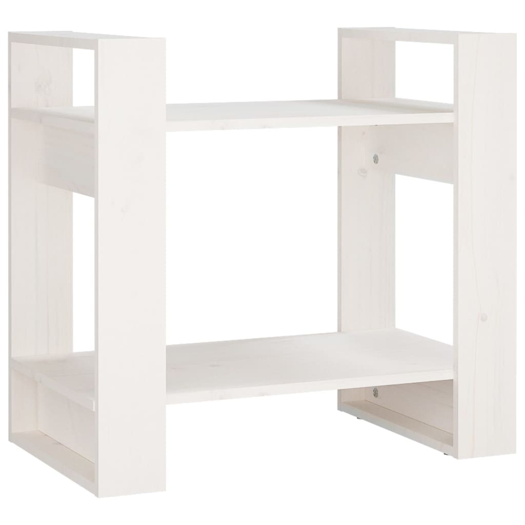 vidaXL Bücherregal/Raumteiler Weiß 60x35x57 cm Massivholz Kiefer
