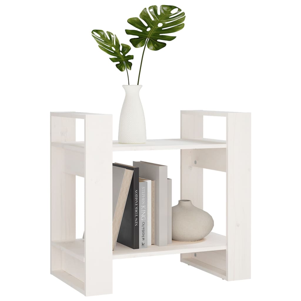vidaXL Bücherregal/Raumteiler Weiß 60x35x57 cm Massivholz Kiefer