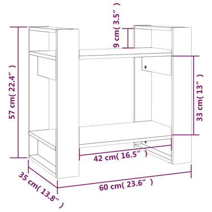 vidaXL Bücherregal/Raumteiler Honigbraun 60x35x57 cm Massivholz