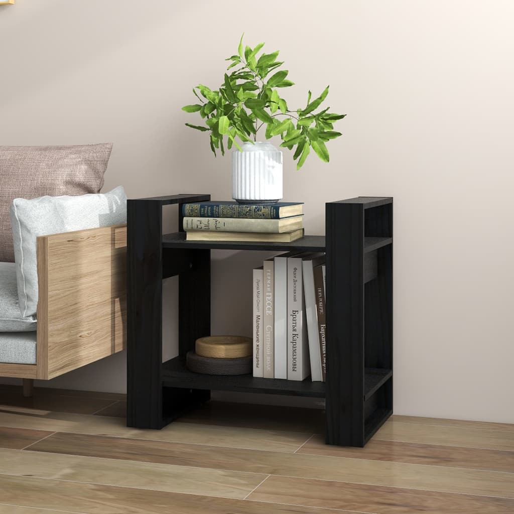 vidaXL Étagère/Séparateur de pièce Noir 60x35x57 cm Bois de pin massif