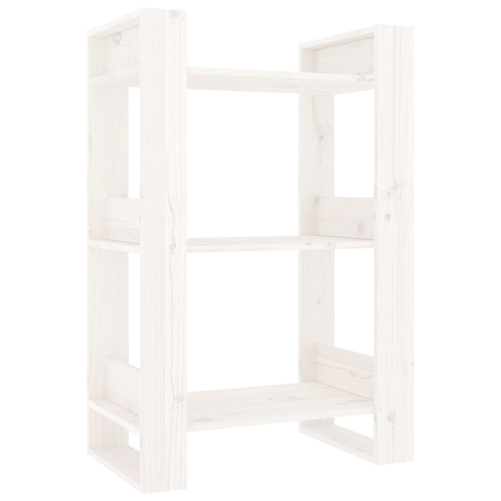 vidaXL Bücherregal/Raumteiler Weiß 60x35x91 cm Massivholz Kiefer