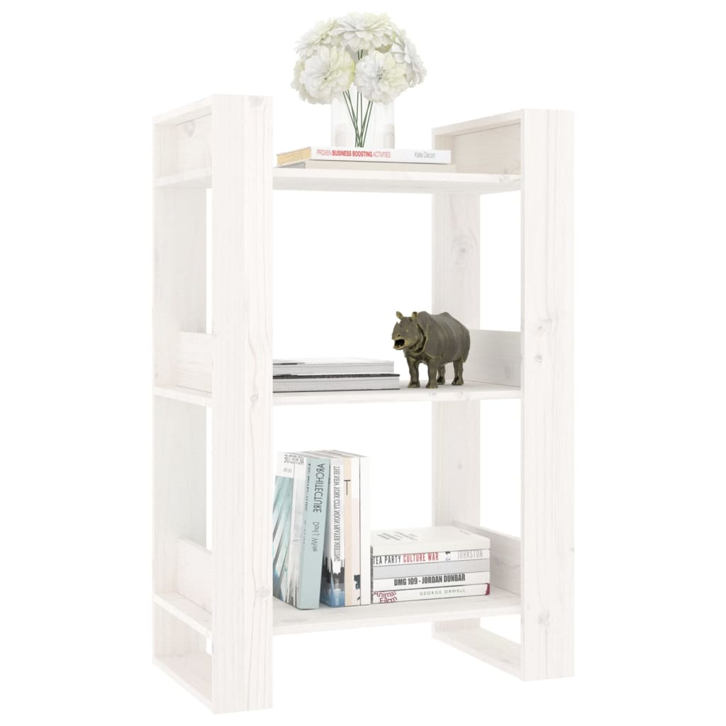 vidaXL Bücherregal/Raumteiler Weiß 60x35x91 cm Massivholz Kiefer