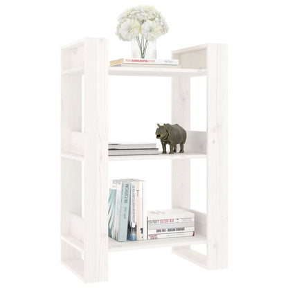 vidaXL Bücherregal/Raumteiler Weiß 60x35x91 cm Massivholz Kiefer