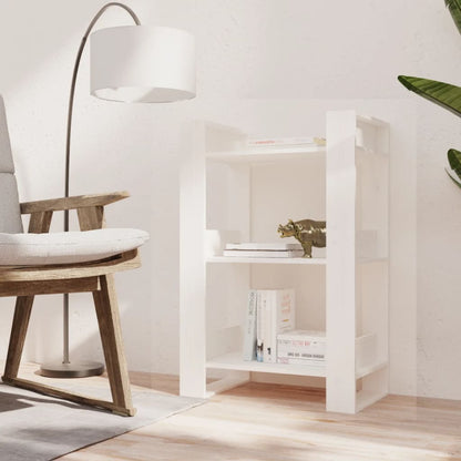 vidaXL Bücherregal/Raumteiler Weiß 60x35x91 cm Massivholz Kiefer