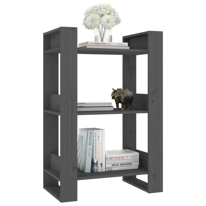 vidaXL Bücherregal/Raumteiler Grau 60x35x91 cm Massivholz Kiefer