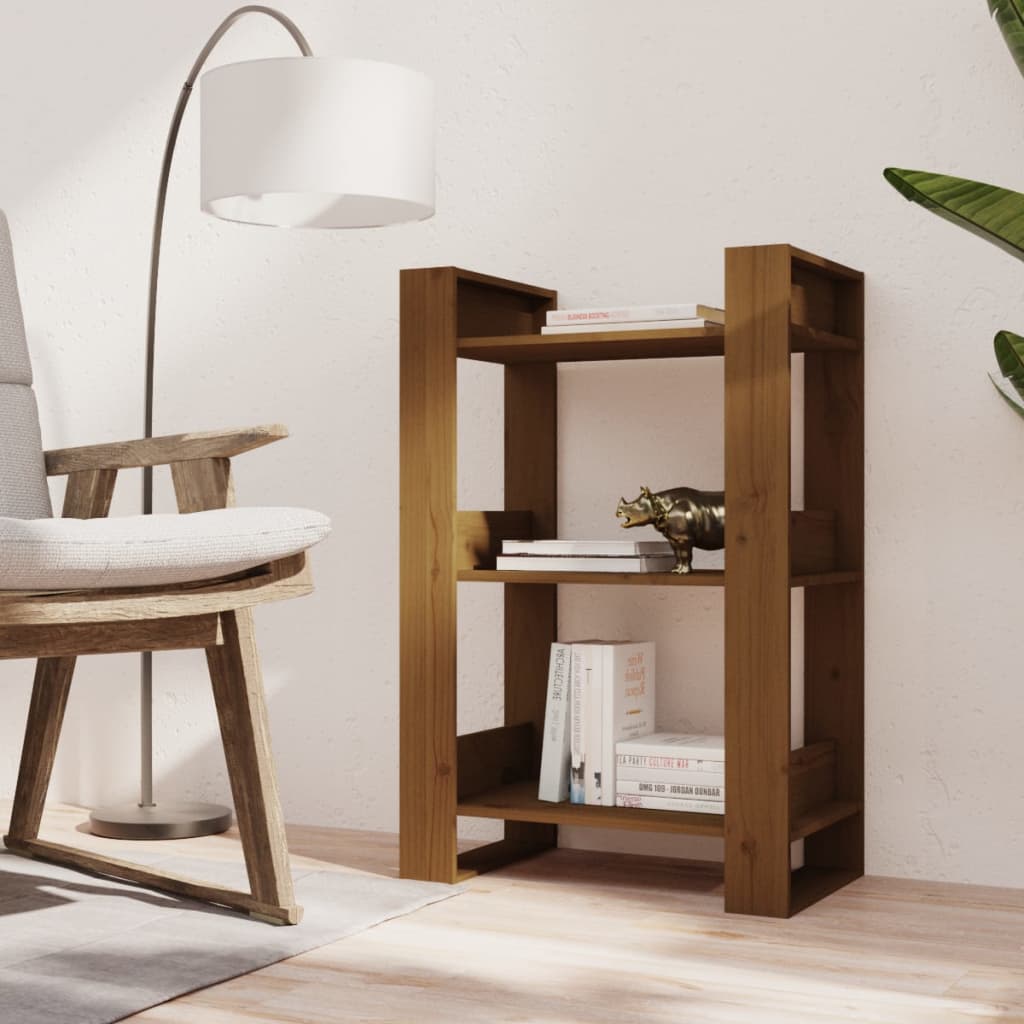 vidaXL Bücherregal/Raumteiler Honigbraun 60x35x91 cm Massivholz