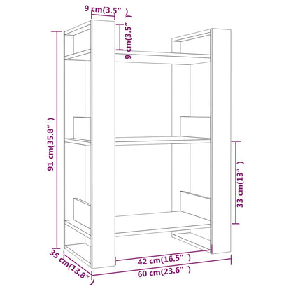 vidaXL Bücherregal/Raumteiler Honigbraun 60x35x91 cm Massivholz