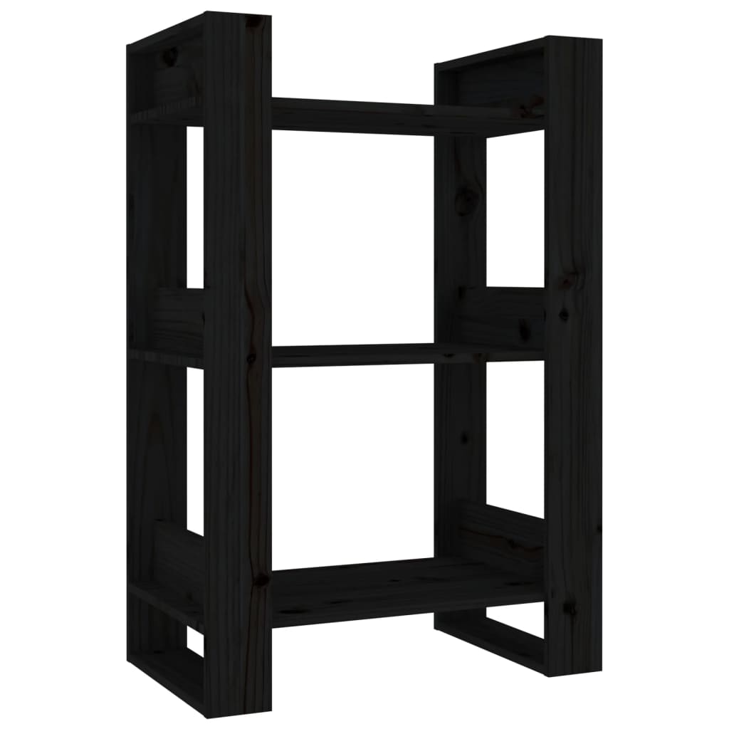 vidaXL Bücherregal/Raumteiler Schwarz 60x35x91 cm Massivholz Kiefer