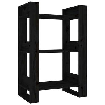 vidaXL Bücherregal/Raumteiler Schwarz 60x35x91 cm Massivholz Kiefer