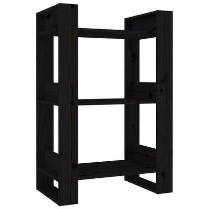 vidaXL Bücherregal/Raumteiler Schwarz 60x35x91 cm Massivholz Kiefer