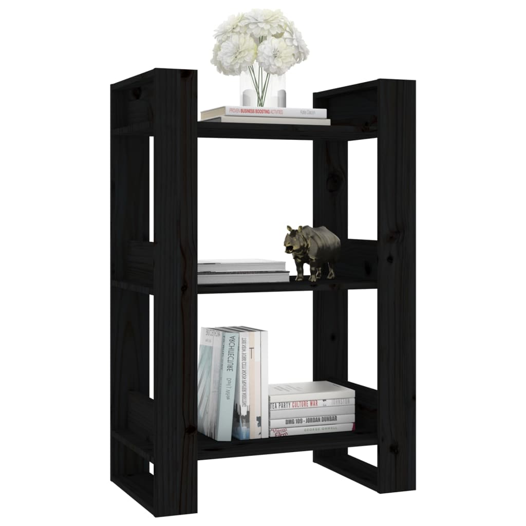 vidaXL Bücherregal/Raumteiler Schwarz 60x35x91 cm Massivholz Kiefer