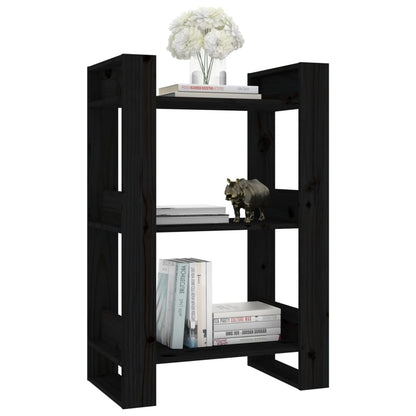 vidaXL Bücherregal/Raumteiler Schwarz 60x35x91 cm Massivholz Kiefer