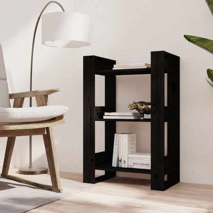 vidaXL Bücherregal/Raumteiler Schwarz 60x35x91 cm Massivholz Kiefer
