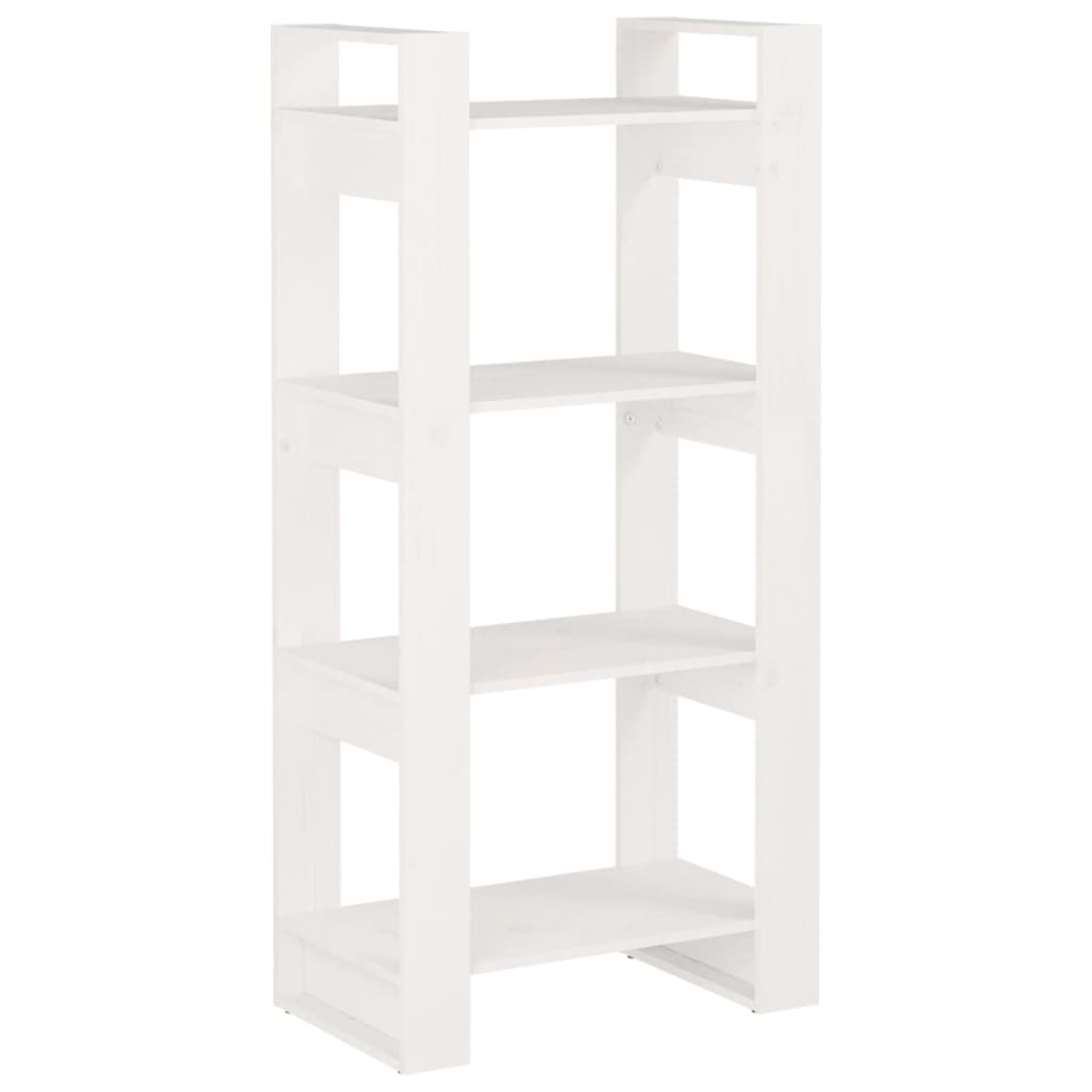 vidaXL Bücherregal/Raumteiler Weiß 60x35x125 cm Massivholz
