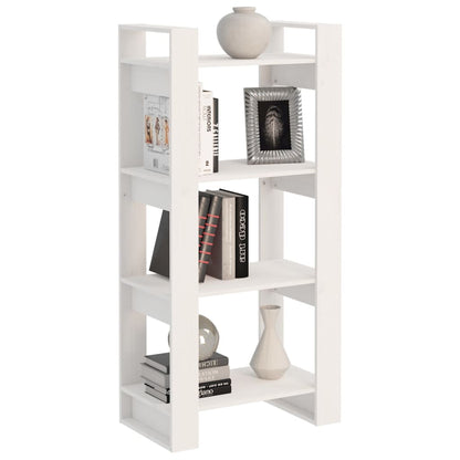 vidaXL Bücherregal/Raumteiler Weiß 60x35x125 cm Massivholz