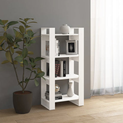 vidaXL Bücherregal/Raumteiler Weiß 60x35x125 cm Massivholz
