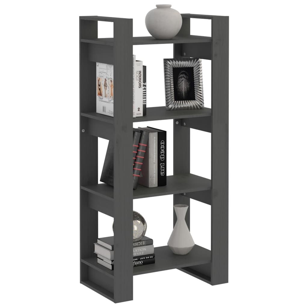 vidaXL Bücherregal/Raumteiler Grau 60x35x125 cm Massivholz