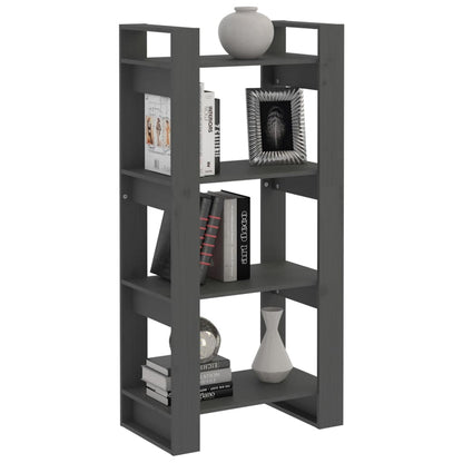 vidaXL Bücherregal/Raumteiler Grau 60x35x125 cm Massivholz