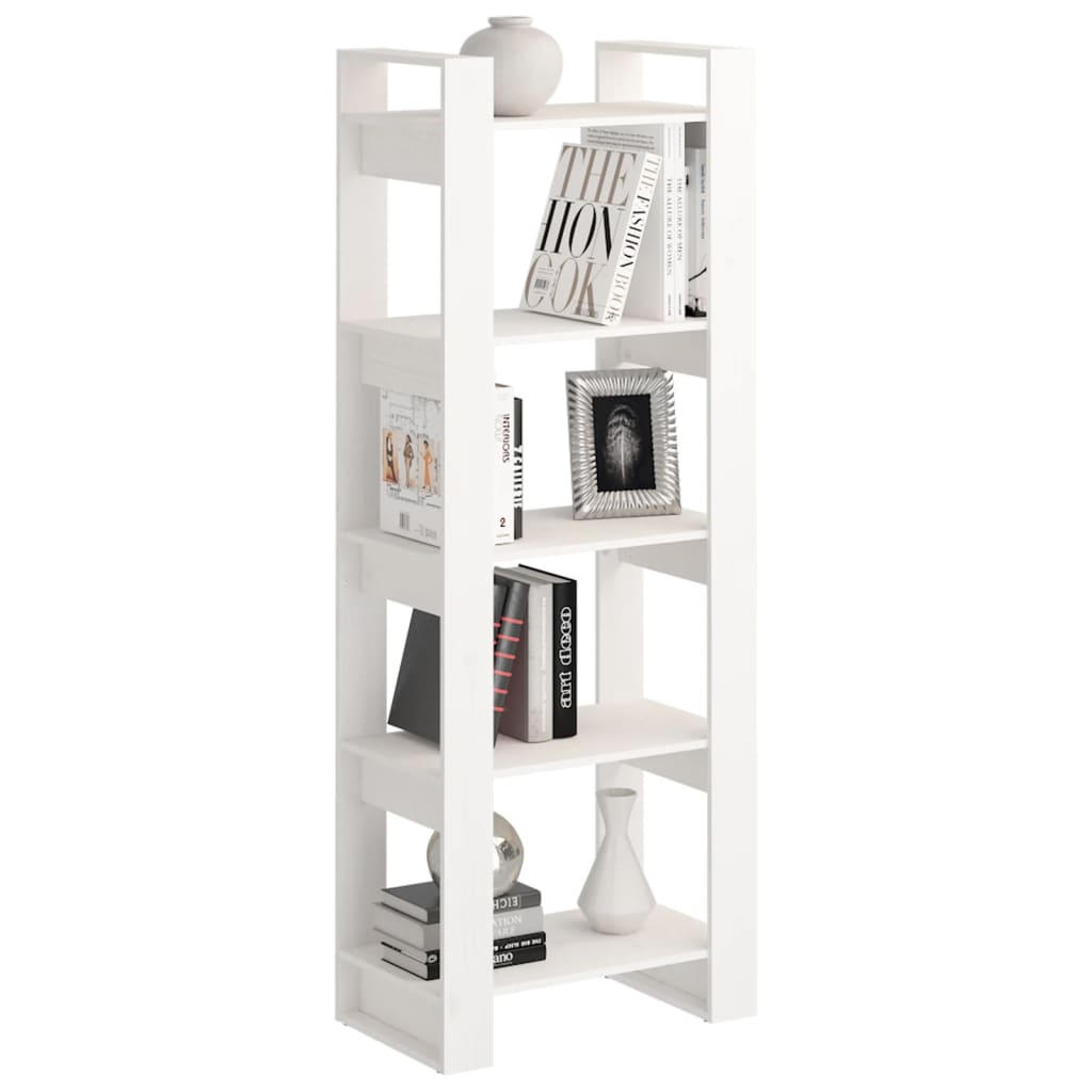 vidaXL Bücherregal/Raumteiler Weiß 60x35x160 cm Massivholz